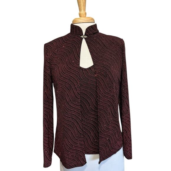 Vtg BLU SAGE Black Red Metallic Evening Top & Cami 2pc Disco Accent M/L - Picture 1 of 9